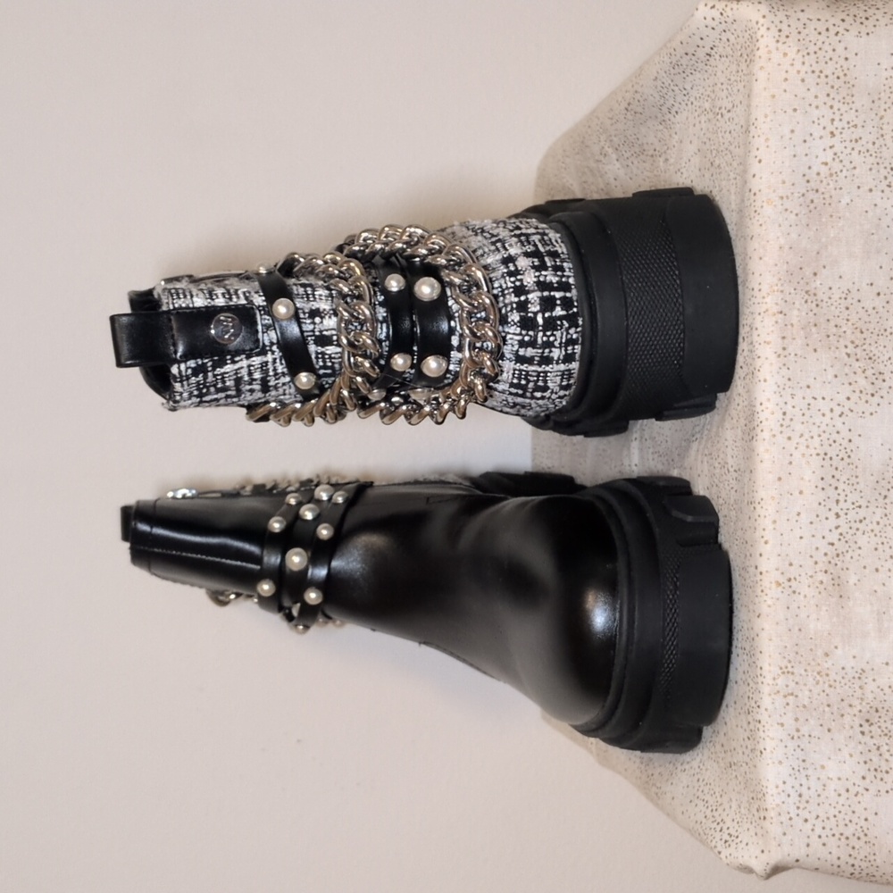 Nine West Black Ankle Boots with Pearl Accents